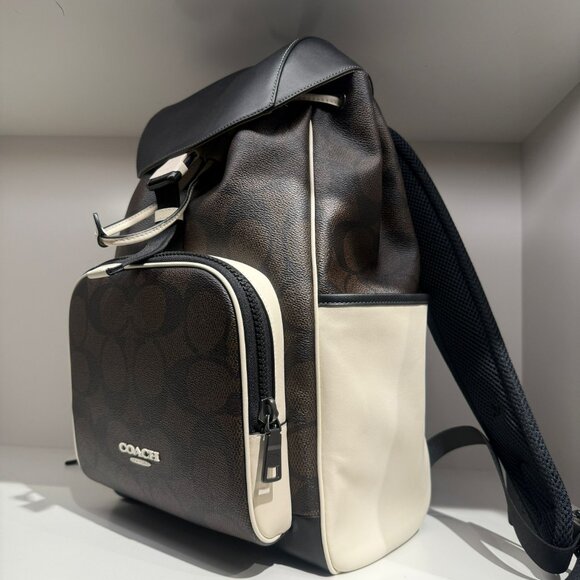 coach Racer Backpack In Blocked Signature Canvas cy775 - Picture 2 of 7